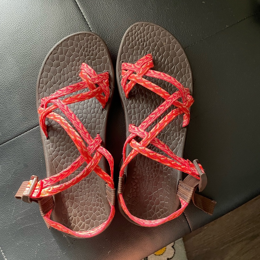 Chaco Red and Brown Sandals